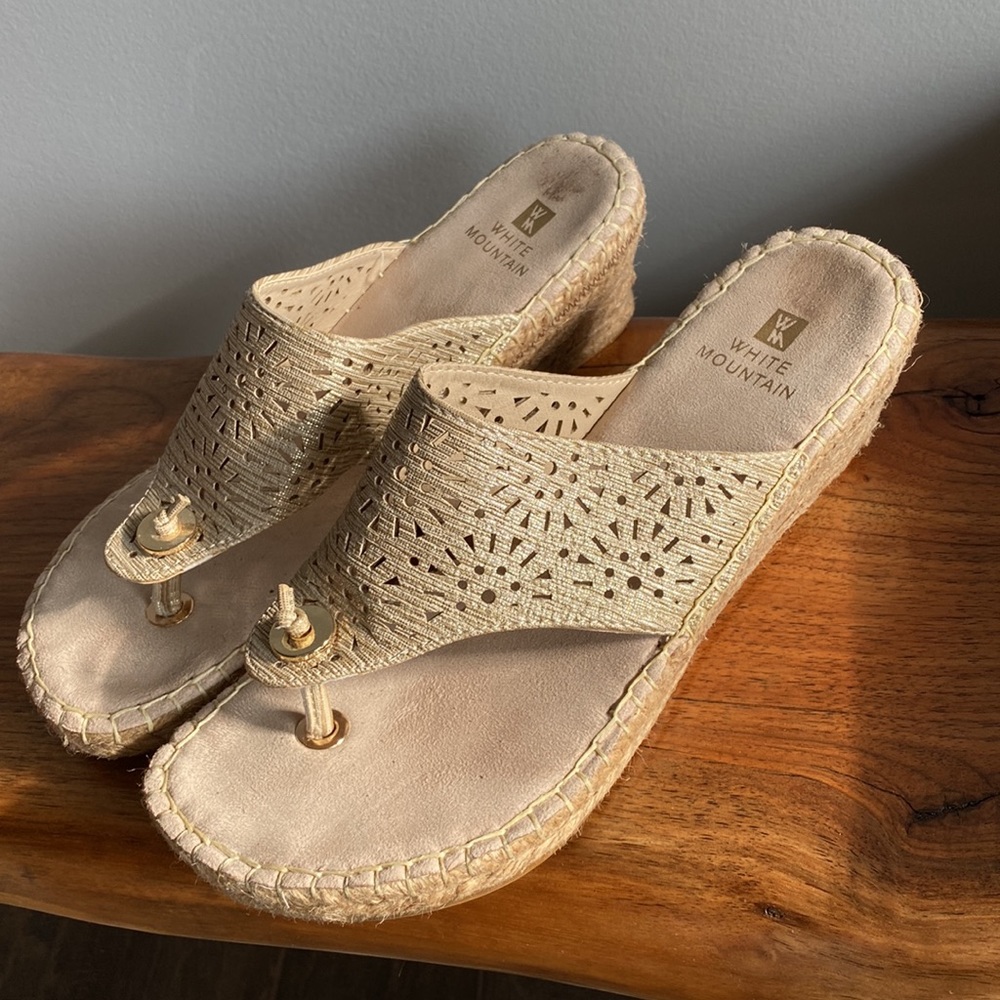 White Mountain gold espadrilles